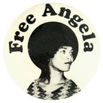 "FREE ANGELA" RARE BRITISH CAUSE BUTTON CIRCA 1972.
