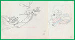 MOOSE HUNTERS PRODUCTION DRAWING PAIR FEATURING MICKEY MOUSE, DONALD DUCK & GOOFY.