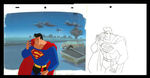 “SUPERMAN:  THE ANIMATED SERIES” ANIMATION CEL WITH PENCIL DRAWING AND KEY HAND-PAINTED MASTER BACKG