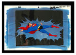 “SUPERMAN:  THE ANIMATED SERIES” ANIMATION CEL WITH KEY TWO CEL SET-UP MATCHING MASTER BACKGROUND.