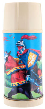 KNIGHTS METAL LUNCHBOX WITH PRINCE VALIANT-INSPIRED ART & THERMOS.