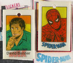 MARVEL & DC COMICS "SUPERHEROES" VENDING DISPLAY WITH FLICKER/FLASHERS, STICKERS & PATCHES.