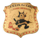 "FELIX THE CAT FIRE DEPT." RARE BRASS BADGE.