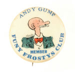 ANDY GUMP RARE CLUB BUTTON UNLISTED IN HAKE TOY GUIDE.