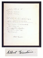 ALBERT EINSTEIN SIGNED MATHEMATICAL NOTES AND EQUATIONS.