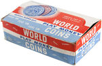 "TOPPS WORLD COINS PLAY MONEY" DISPLAY BOX & FIVE PACKS.