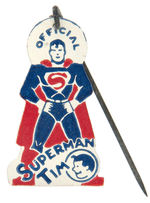 “OFFICIAL SUPERMAN TIM” RARE 1940s CELLULOID FLIP STICKPIN.