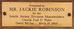 JACKIE ROBINSON "CHOCK FULL O' NUTS" PRESENTATION AWARD.
