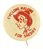 CYCLONE MALONE LOS ANGELES TV MARIONETTE SHOW BUTTON.