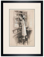CHARLES RELYEA MAID IN KITCHEN EARLY ORIGINAL ART.