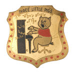 "THE THREE LITTLE PIGS" BRASS SHIELD BADGE.