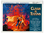 "CLASH OF THE TITANS" ORIGINAL HALF SHEET POSTER SIGNED BY RAY HARRYHAUSEN.