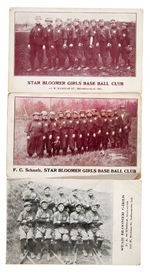 "STAR BLOOMER GIRLS BASE BALL CLUB" LOT OF FOUR POSTCARDS.