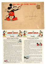 “MICKEY MOUSE GLOBE TROTTERS” EXTENSIVE LOT OF PREMIUM ITEMS INCLUDING MEMBERSHIP BUTTON AND MAP.