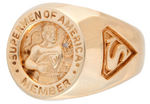 SUPERMAN "SUPERMEN OF AMERICA RING COLLECTION" LIMITED EDITION REPRODUCTION SET IN GOLD.