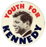 “YOUTH FOR KENNEDY” LARGE 4” LITHO BUTTON.