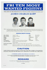 FBI WANTED POSTER FOR JAMES KOPP WHO KILLED DOCTOR FOR PERFORMING LEGAL ABORTIONS.