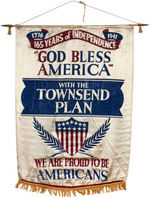 "TOWNSEND PLAN" LARGE BANNER ON WOOD ROD.
