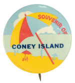"SOUVENIR OF CONEY ISLAND" SCARCE 1940s ERA BUTTON.