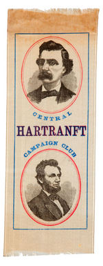 PENNSYLVANIA 1872 GOVERNOR CAMPAIGN RIBBON WITH HARTRANFT & LINCOLN JUGATE.