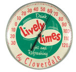 "DRINK LIVELY LIMES BY CLOVERDALE" THERMOMETER DISPLAY.