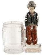 "CHARLIE CHAPLIN" GLASS CANDY CONTAINER.