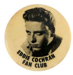 "EDDIE COCHRAN FAN CLUB" PORTRAIT BUTTON.
