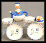 UNUSUAL DONALD DUCK CHINA TEA SET FOR TWO.