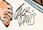 JACK DAVIS FRAMED FULL COLOR ORIGINAL ART WITH VARIOUS BASEBALL STARS.