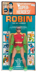 PAINTED MASK "ROBIN" ACTION FIGURE ON RARE FIRST ISSUE MEGO CARD.