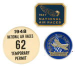 "NATIONAL AIR RACES" LOT OF THREE LATE 1940s BADGES.