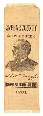 McKINLEY RARE GOVERNOR CAMPAIGN 1891 OHIO RIBBON.