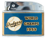 "LOS ANGELES DODGERS WORLD CHAMPS 1959" BOXED ENAMEL LIGHTER WITH CHOICE GRAPHICS.