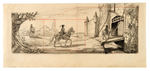 "SNOW WHITE AND THE SEVEN DWARFS" PRINCE ON HORSEBACK ORIGINAL PRODUCTION LAYOUT DRAWING.
