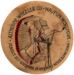 LARGE BUTTON SHOWING AND ADVERTISING COMPLEX WINDMILL APPARATUS.