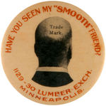 LUMBER EXCHANGE EARLY BUTTON FEATURING BALD HEADED MAN "TRADE MARK."
