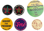 YOUTH INTERNATIONAL PARTY- YIPPIES- SIX BUTTONS 1976-1978.