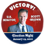 "SCOTT BROWN VICTORY!" BUTTON WORN AT MASSACHUSETTS HEADQUARTERS ELECTION NIGHT 1/19/2010.