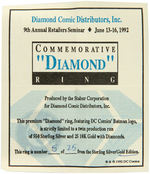 BATMAN "COMMEMORATIVE DIAMOND RING" LIMITED EDITION IN 10K GOLD WITH DIAMONDS.