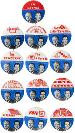 GROUP OF 13 HUMPHREY/MUSKIE JUGATE BUTTONS FROM SETS.