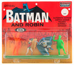 RARE "OFFICIAL BATMAN AND ROBIN - JUSTICE LEAGUE OF AMERICA" FIGURE SET BY IDEAL ON CARD.