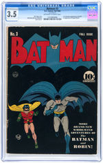 "BATMAN" #3 FALL 1940 CGC 3.5 VG- - FIRST CATWOMAN (IN COSTUME).