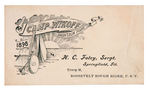 ROOSEVELT ROUGH RIDERS 1898 BUSINESS CARD WHILE IN "CAMP WIKOFF" QUARANTINE.