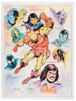 GEORGE TUSKA IRON MAN LARGE SPECIALTY COLOR ORIGINAL ART W/FULL CAST OF CHARACTERS.