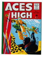 “EC ACES HIGH” HARDCOVER WITH MAIN ARTIST GEORGE EVANS AS BI-PLANE PILOT ORIGINAL ART.