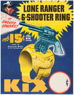 "LONE RANGER 6-SHOOTER RING" KIX CEREAL PREMIUM POSTER & RING.