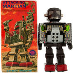 "ATTACKING MARTIAN" BOXED BATTERY-OPERATED ROBOT TOY.