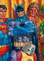 DON NEWTON ORIGINAL "THE OVERSTREET GUIDE TO COLLECTING COMICS #1 DC HEROES EDITION" COVER PAINTING.