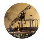 1898 TRANS-MISSISSIPPI EXPO. "GIANT SEE SAW" REAL PHOTO BUTTON.