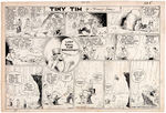 "TINY TIM" 1939 SUNDAY PAGE ORIGINAL ART LOT WITH MATCHING PRINTED PAGES.
